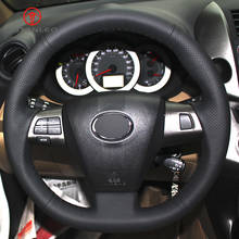 Escala de volante de carro couro artificial preto agulha, cobertura manual para toyota corolla 2011 2012 2013 rav4 2011 2012 2024 - compre barato