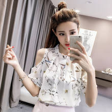 Off Shoulder Women Spring Summer Style Chiffon Blouses Shirts Lady Casual Stand Collar Flower Printed Chiffon Blusas Tops ZZ0815 2024 - buy cheap