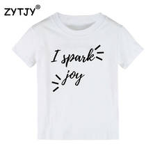 Детская футболка с принтом I Spark Joy футболка для мальчиков и девочек, детская одежда для малышей Забавные футболки Tumblr Прямая поставка, CZ-91 2024 - купить недорого
