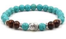 8mm adjusted Charm Buddha head nature stone bead copper turquoise Tigereye Frosted agate Onyx Bracelet kth4 Reiki Chakra 2024 - buy cheap