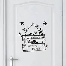 Bem-vindo ao doce casa pássaro mural da parede para decoração de casa sala de estar decoração papel de parede removível vinil arte adesivo Y-327 2024 - compre barato