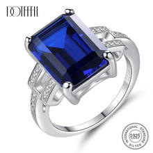 DOTEFFIL Exquisite 925 Sterling Silver Finger Rings For Women Emerald Cut Big Size Engagement Ring Geometric Design Jewellery 2024 - buy cheap