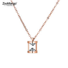ZooMango Funnel Shape Pendant Necklaces Rose Gold AAA CZ Stainless Steel Choker Necklace Jewelry Valentine's Day Present ZN18266 2024 - buy cheap
