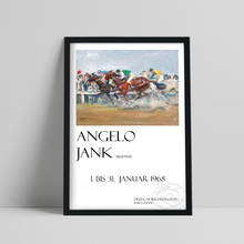 Cartaz de exposição vintage 1968, pintor animal alemão, estampa de arte do angelo jank, decoração vintage de tela para corrida de cavalo 2024 - compre barato