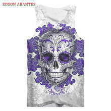 Funny purple Print Skull Tank Tops Men Women 3D vintage pattern Sleeveless Vest Sexy Fashion unisex Clothing Tank Tops 2024 - buy cheap