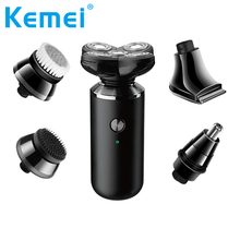 Kemei аккумуляторная электрическая Мужская бритва 5 в 1 триммер для бороды носа триммер для волос Очиститель для лица 2024 - купить недорого