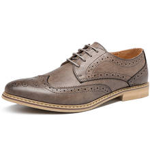 Zapatos de vestir para hombre, calzado de cuero negro oxford, planos, estilo Brogue, formales, 2021 2024 - compra barato