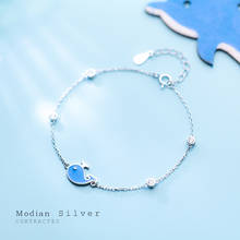 Modian azul peixe baleia linda pulseiras para mulher 925 prata esterlina esmalte padrão corrente pulseira moda jóias bijoux 2024 - compre barato