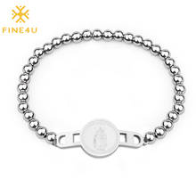FINE4U-pulsera de acero inoxidable con medalla de San Benito, brazalete religioso de la Iglesia Católica, B372 2024 - compra barato