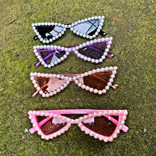 Zaolihu-Gafas De Sol De ojo De gato para niños, lentes De Sol De perlas De colores, hechas a mano, para bebé, forma pequeña, De lujo, para fiesta 2024 - compra barato