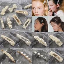 Prendedor de cabelo de pérola feminino estilo coreano, grampos de cabelo em liga metálica, acessórios para cabelos 2024 - compre barato