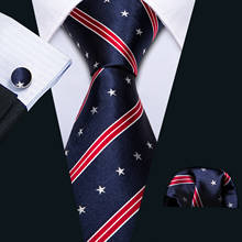 Red Strip Star Fashion Men Tie Necktie Gravat Handkerchief Set Silk Ties For Men Party Business Gift Barry.Wang Designer FA-5213 2024 - buy cheap