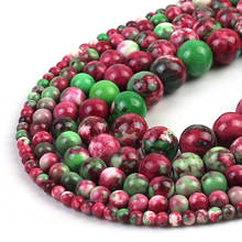 Red Green Colorful Rain Jaspers Round Beads Natural Loose Stone Beads For DIY Jewelry Making 4/6/8/10/12mm Bracelet 15'' 2024 - buy cheap