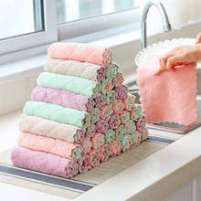 10pcs/lot dish cloth Kitchen cleaning towel rag thicken coral fleece non-stick oil dish double color absorbent degreasing towel 2024 - buy cheap