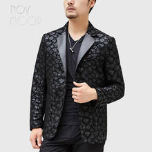 Novmoop-chaqueta de cuero genuino para hombre, chaqueta de negocios con estampado de rosa de Italia, ovino genuino, con botón de decoración, LT2881 2024 - compra barato