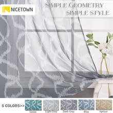 NICETOWN Print Sheer Curtains  Home Decor Panels Circle Bubble Pattern with Ring Top Faux Linen Textured Sheers for Kitchen 2024 - buy cheap