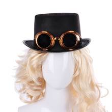 Steampunk Gothic Top Hat with Detachable Goggles Carnival Halloween Jazz Cap 2024 - buy cheap
