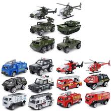 Mini camión de bomberos militar, helicóptero SWAT, vehículo a escala 1:87, 6 uds./juego 2024 - compra barato