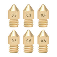 5pcs/lot MK8 Nozzle 0.2mm/0.3mm/0.4mm/0.5mm Copper for 3D Printer Part  Extrusion 1.75mm Filament Threaded Head Brass Nozzle 2024 - buy cheap
