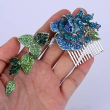 Rose Flower Wedding Hair Jewelry For Women Comb Headpiece Crystal Rhinestone Bridal Ornaments Femme 2024 - buy cheap