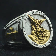 New Unisex 316L Stainless Steel Cool Cross Saint Michael Protect US No black Oil Ring 2024 - buy cheap