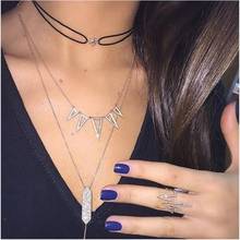 2022 AAA Sparking CZ Charm Link Chain Thin Triangle Necklace Gold Silver Color Women Chocker Necklaces Jewelry For Wedding Party 2024 - buy cheap