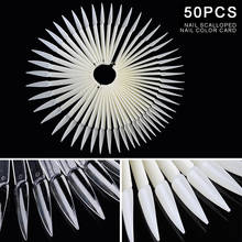 50Pcs Stiletto Nail Swatches Sticks Nail Art Polish Display Practice Shelf False Nail Tips Fan Shaped Color Palette Card 2024 - buy cheap