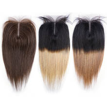 4*1 T Lace Closure Color 4 Dark Brown Remy Human Hair Straight 1B 27 Ombre Honey Blonde Natural Black MOGUL HAIR 2024 - buy cheap