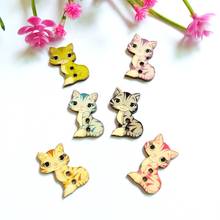 20/50pcs Mixed Color Multicolor Cat  buttons 2 Holes Wooden Buttons Sewing Accessories Scrapbooking or craft Supplies 2024 - buy cheap