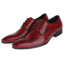 Grimentin-zapatos de piel auténtica para hombre, calzado formal de negocios, a la moda, color negro y rojo 2024 - compra barato