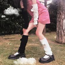 Милые мягкие гетры Lolita для девочек, Шерстяные Вязаные гольфы в японском стиле колледжа, женские зимние Пузырьковые свободные носки, гетры 2024 - купить недорого