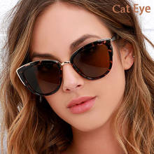 Очки для вождения женские кошачий глаз Ретро дизайнерские круглые градиентные очки оверсайз солнцезащитные очки в металлической оправе солнцезащитные очки с леопардовым принтом 2024 - купить недорого