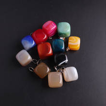 24pcs Natural multicolour Smooth Texture Agates Stone Necklace Pendant Square Nuggets Irregular Healing Charms for Jewelry Free 2024 - buy cheap