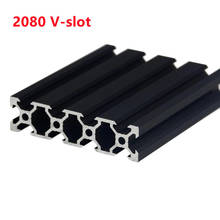 Trilho linear para impressora 3d cnc, extrusão de perfil de alumínio anodizado com padrão europeu, preto, 2080 v, comprimento 100-500mm, 1 unidade 2024 - compre barato