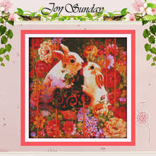 Happy Rabbit Lovers Patterns Counted Cross Stitch 11CT 14CT Cross Stitch Set Wholesale Cross-stitch Kits Embroidery Needlework 2024 - buy cheap