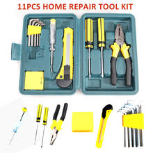 11Pcs Home Repair Tool Kit WrenchScrewdriver Cutter Test Pencil Level Measuring Tape With Tool Box DIY Household Hand Tools 2024 - buy cheap