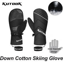 KUTOOK Down Ski Gloves Windproof Thermal Snowboard Gloves Warm Waterproof Outdoor Skiing Mittens Snowmobile Men Women Goatskin 2024 - buy cheap