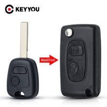 Откидной Чехол KEYYOU на 2 кнопки для Citroen C1 C4 для Peugeot 106 107 207 307 407 206 306 2024 - купить недорого