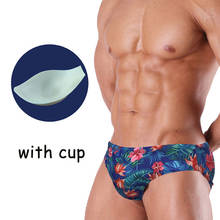 Print Swimwear Men With Cup European And American Swimwear Men Quick Drying Triangle Men Swimwear Low-waist Men's Swimming Trunk 2024 - buy cheap