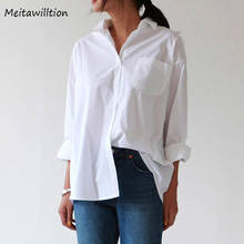 2021 Spring Women White Blouse Shirt Korean OL Style Office Shirts Casual Solid Long Sleeve Loose Tops Plus Size 2024 - buy cheap