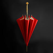 Guarda-chuva feminino luxuoso vermelho, para casamento, alça longa, cabeça de ouro, à prova de vento, chuva guarda-chuva para presentear em ambientes externos u5b 2024 - compre barato