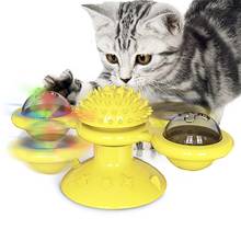 Головоломка для домашних животных, кошек, тренировочный поворотный стол, шарик для ветряной мельницы с щеткой, игрушка 2024 - купить недорого