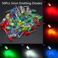 50Pcs Round LED Assortment Kit 5mm Ultra Bright Water Light Emitting Diode Green/Yellow/Blue/White/Red 2024 - buy cheap