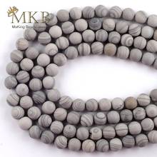 Natural Dull Polish Matter Grey Line Stone Round Beads For Jewelry Making Spacer Loose Beads 6/8/10mm Diy Bracelet Jewellery 15" 2024 - buy cheap