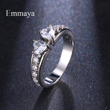 Emmaya-Anillo de circonia cúbica con forma de corazón simétrico para mujer, regalo romántico, promesa de amante en fiesta de boda 2024 - compra barato