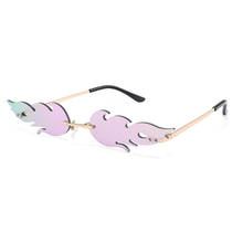 Gafas de sol con diseño de llamas de fuego para hombre y mujer, lentes de sol de estilo ojo de gato, sin montura, diseño de marca de lujo, a la moda 2024 - compra barato