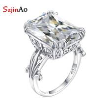 Szjinao Real 925 Sterling Silver Diamond Ring For Women Big Gemstones Designer Rings Rectangle Handmade Vintage Fine Jewelry New 2024 - buy cheap