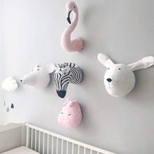Decoración de pared con cabeza de Animal, juguetes de peluche para habitación de niños, montaje de elefante de peluche Kawaii/jirafa/cebra, juguetes colgantes para pared, decoración para habitación de niños 2024 - compra barato