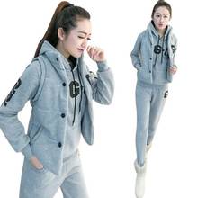 Autumn and winter new Fashion women suit women's tracksuits casual set with a hood fleece sweatshirt three pieces set 2024 - buy cheap