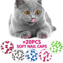 20pcs Cat Nail Caps Covers Soft Paws Pets Prevent Scratching Silicone Fingernails 10 Colors With Glue Multi-size Pet Safe Tools 2024 - buy cheap